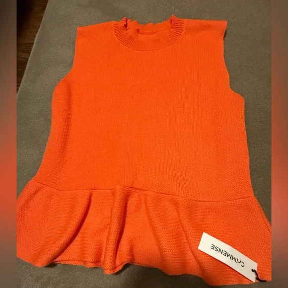 NWT Commense Orange Sleeveless Peplum Top - Picture 3 of 3